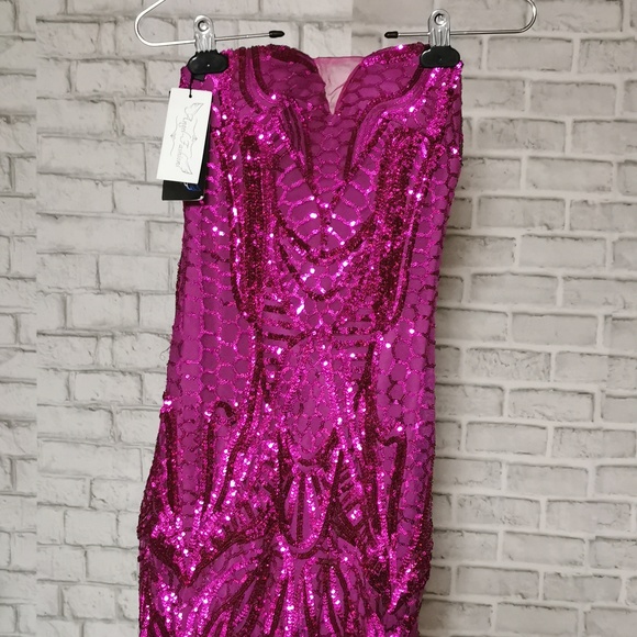 PROM sequin dress fuchsia. Ladies XS - Picture 1 of 7